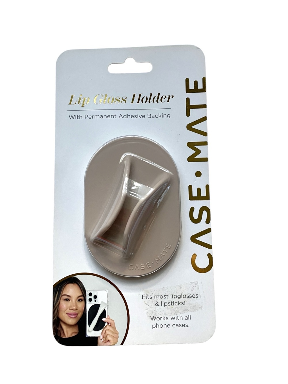 CASE-MATE Beige Lip Gloss Holder with Adhesive Backing 1pc